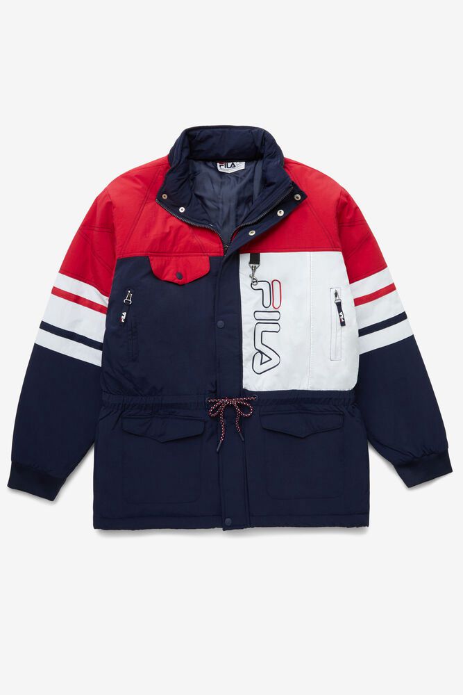 Fila Jacket Golia Parka Mens Navy/Red/White - India COS-394281